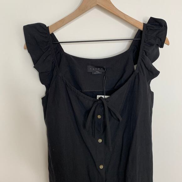 Hatch Collection Jenna Ruffle Button Front Midi Dress Black Maternity New Small - Picture 10 of 16